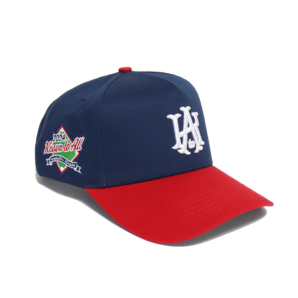 KtoA Summer Baseball Hat in Blue and Red with Inaugural Season SidePatch